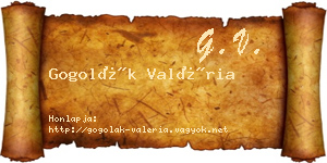 Gogolák Valéria névjegykártya